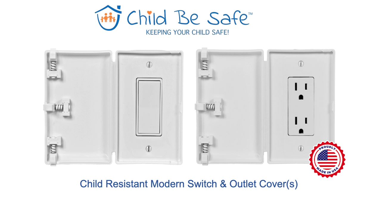 Child Be Safe Modern Rectangular Style Electrical Switch/Outlet Cover, 1-Pack / White